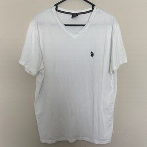 U.S. Polo Assn. White V-Neck Tee with Logo L #23
